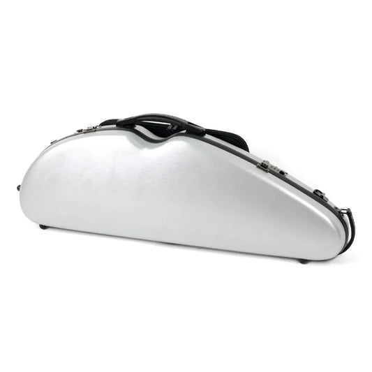 HQ Half Moon Violin Case Brushed Silver with Blanket and External Music Bag
