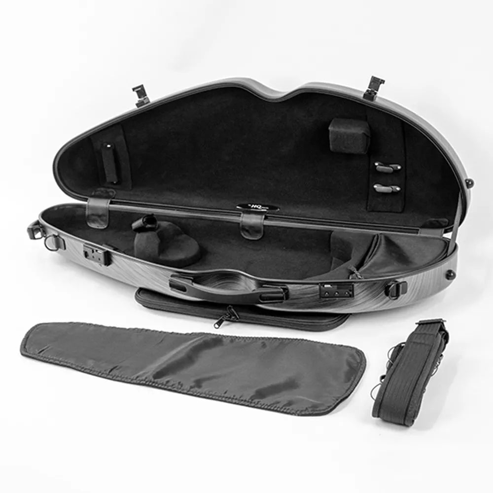 HQ Half Moon Violin Case Brushed Silver with Blanket and External Music Bag — view 2