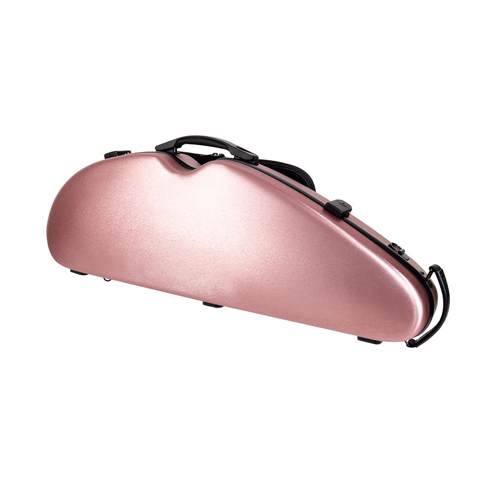 HQ PC Half Moon Violin Case Brushed Rose Gold 4/4-1/2 with accessories