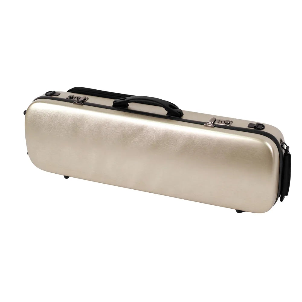 HQ Oblong Violin Case with Blanket, Pouch, 4 Bow Holders, Lightweight Design