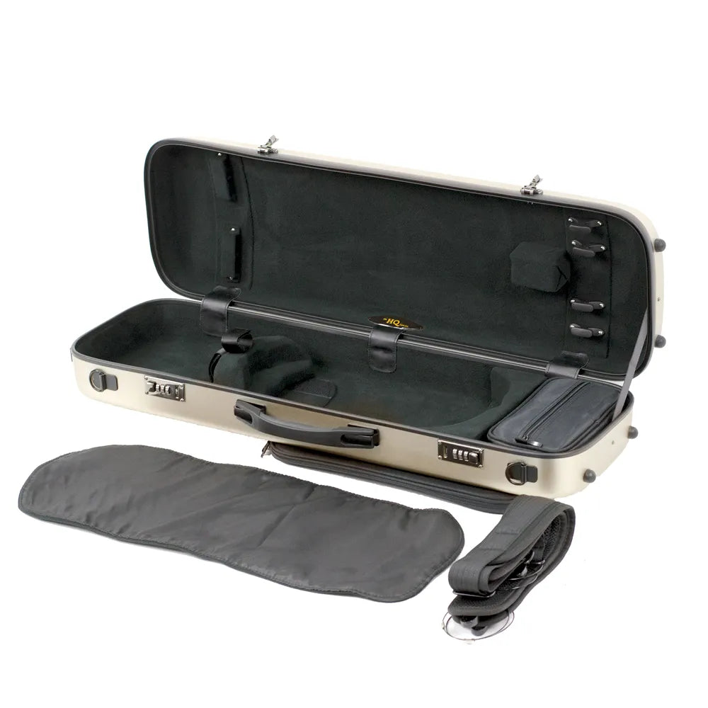 HQ Oblong Violin Case with Blanket, Pouch, 4 Bow Holders, Lightweight Design — view 2