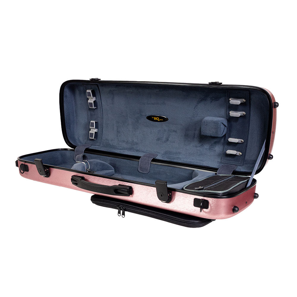 HQ Nouveau PC Oblong Violin Case Rose Gold with Blanket Pouch and Shoulder Straps — view 3