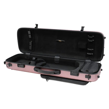 HQ Oblong Violin Case Rose Gold with Blanket, Pouch, 4 Bow Holders, Lightweight, External Music Bag, Dimensions 78x24.5x11.5cm — view 2