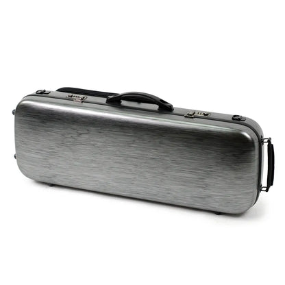 HQ Oblong Viola Case Polycarbonate Matte Silver and Black with Blanket and Pouch
