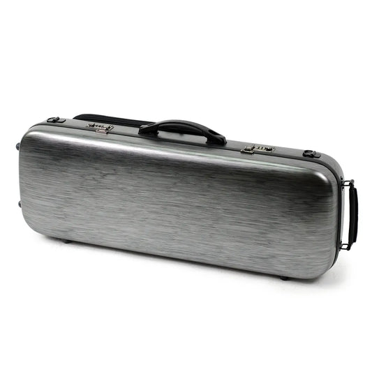 HQ Oblong Viola Case Polycarbonate Matte Silver and Black with Blanket and Pouch