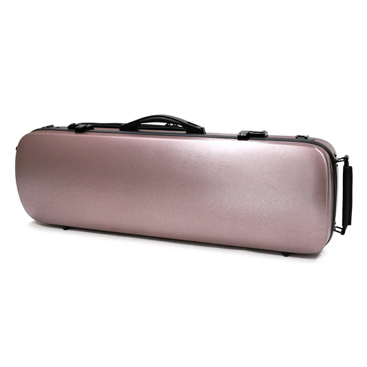 HQ Oblong Viola Case Polycarbonate Rose Gold with Blanket, Pouch, 4 Bow Holders, Adjustable Support, External Music Bag, Lightweight Design