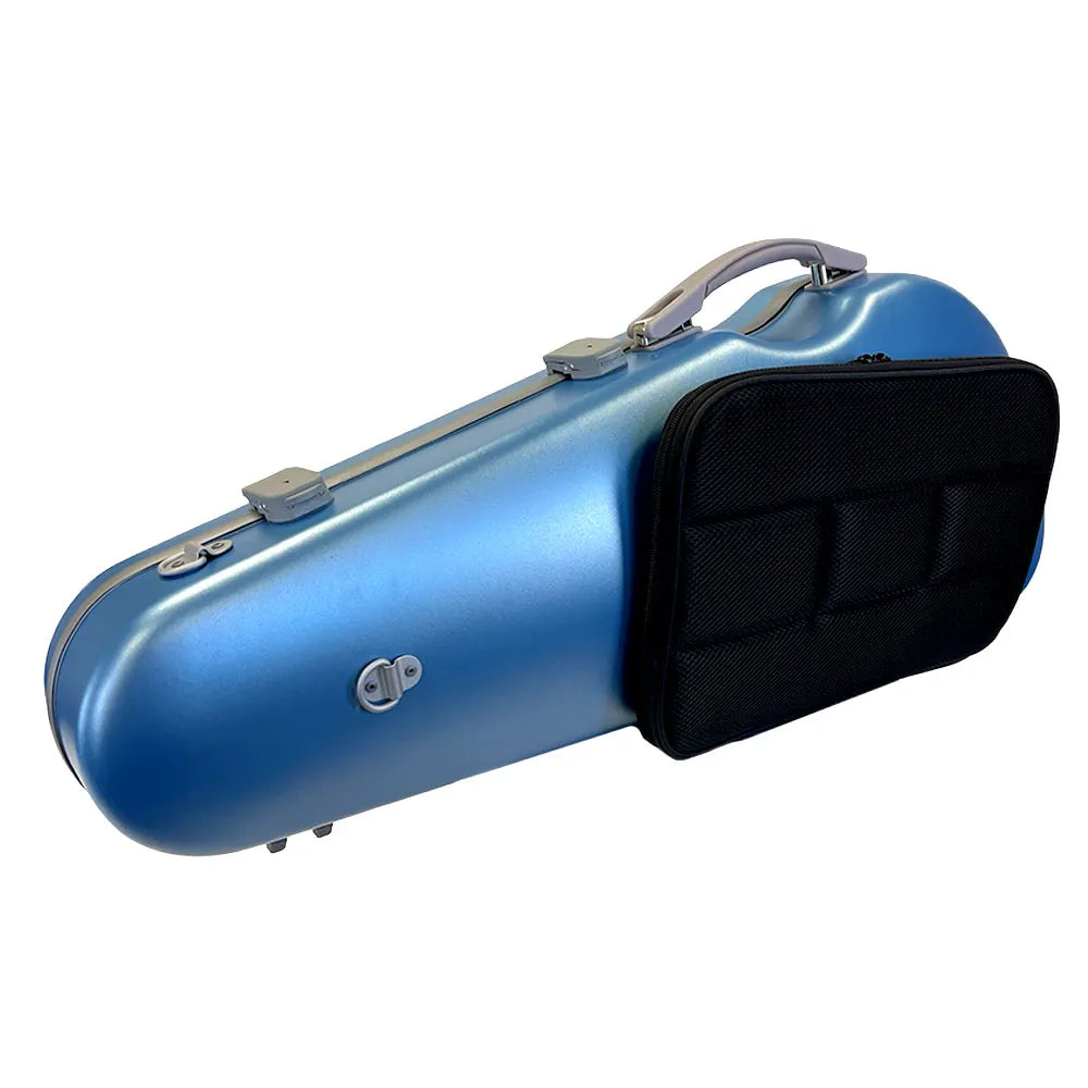 TG PC Half Moon Viola Case, Adjustable 12in-16in, Blue, Lightweight with Shoulder Straps, Removable Pouch, External Music Bag — view 2
