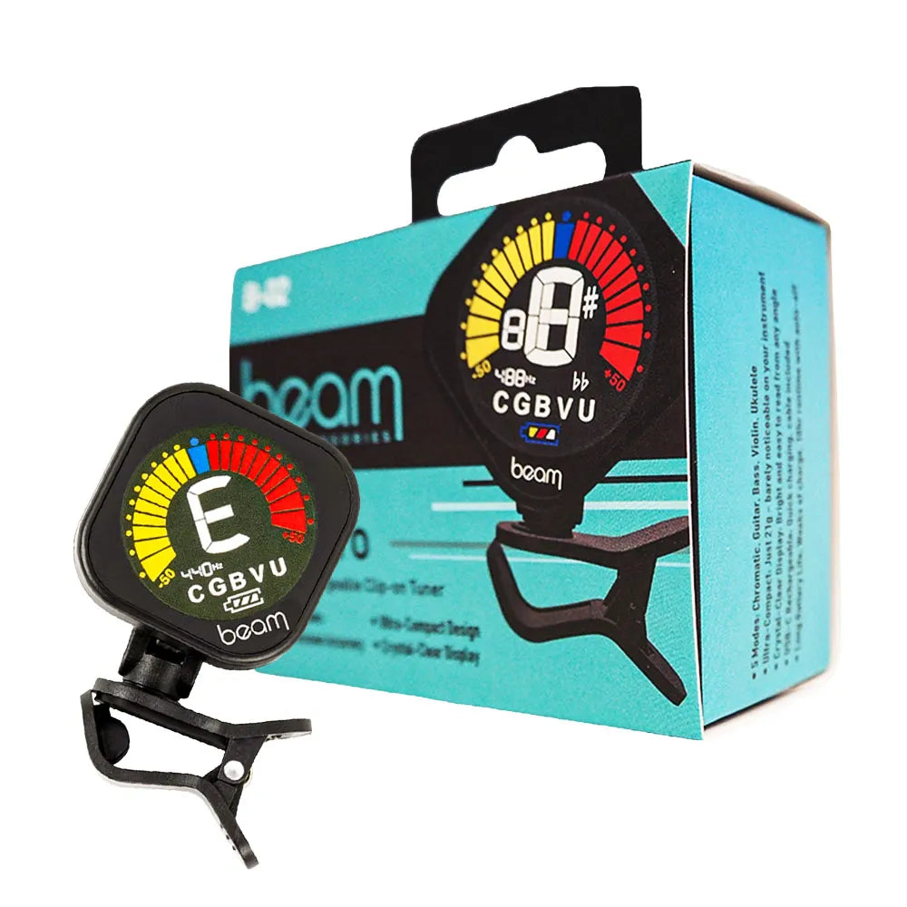 Beam Accessories MiniPro Rechargeable Clip-on Tuner B-02 with USB-C, High-Contrast Display, 5 Tuning Modes, Auto Power-Off, 360° Rotation — view 4