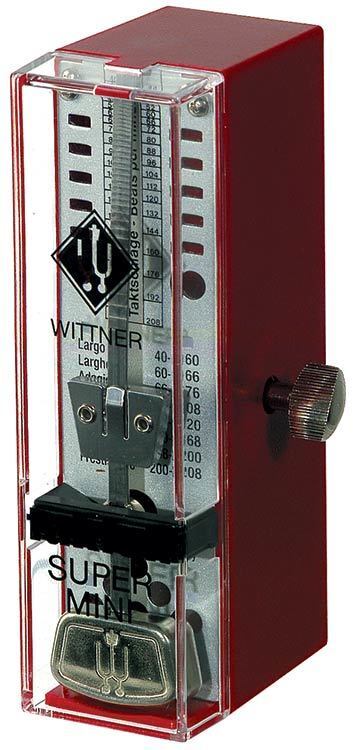 Wittner Taktell Super-Mini Metronome, Ruby Colour, Mechanical, No Batteries, Plastic Casing, Made in Germany