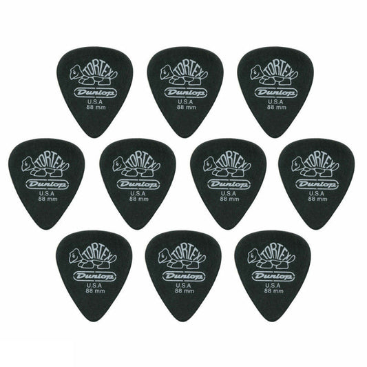 10 x Jim Dunlop Tortex Pitch Black 0.88mm Guitar Picks 488R Free Postage