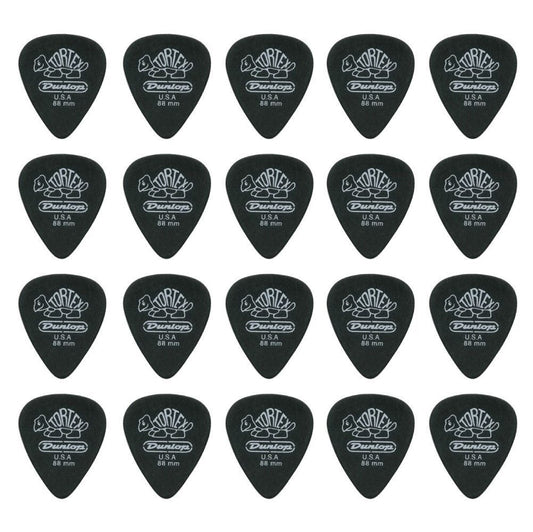 20 x Jim Dunlop Tortex Pitch Black .88MM Guitar Picks 488R Free Shipping