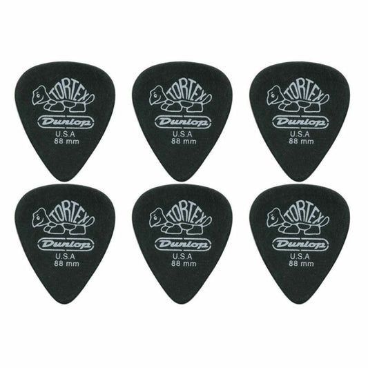 6 x Jim Dunlop Tortex Pitch Black .88MM Guitar Picks 488R Free Shipping
