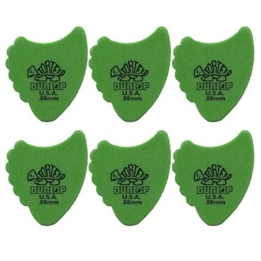 6 x Jim Dunlop Tortex Fins 0.88mm Gauge Guitar Picks 414R
