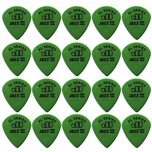 20 x Jim Dunlop Tortex Jazz 3 XL Green .88mm Guitar Picks III Free Post
