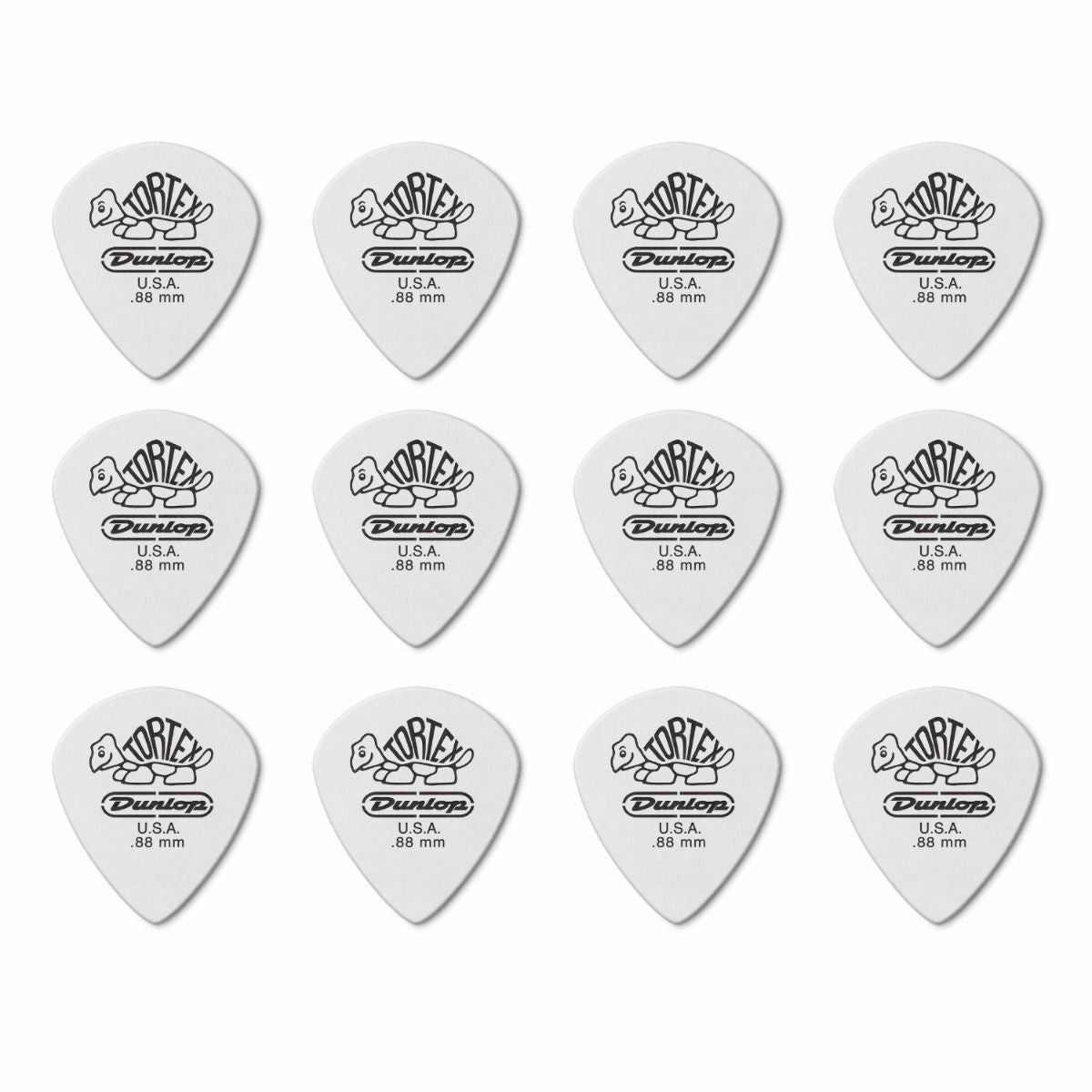 12 x Jim Dunlop Tortex Jazz 3 White 0.88mm Guitar Picks III 478R