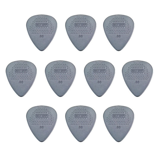 10 x Dunlop Max Grip Nylon 0.88mm Gauge Guitar Picks 449R Free Post