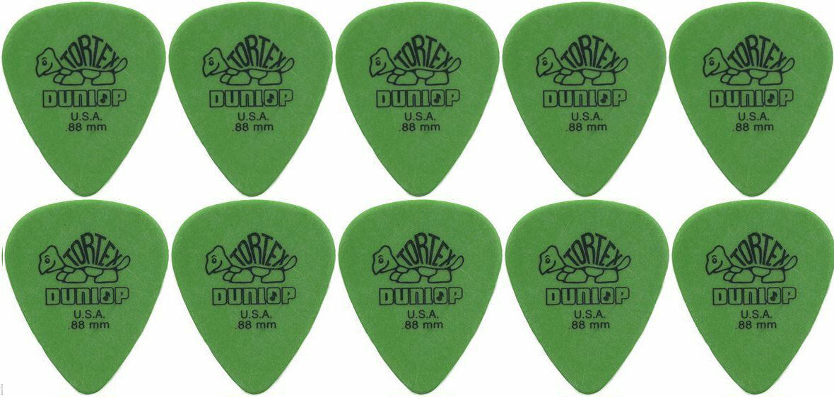 10 x Dunlop Tortex Standard Green 0.88mm Guitar Picks / Plectrums
