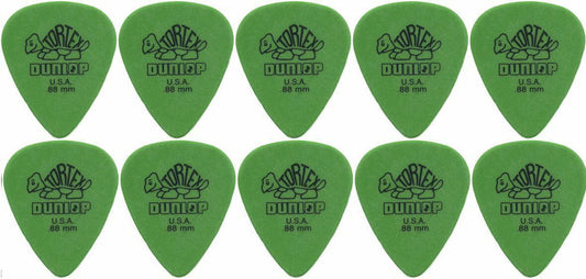 10 x Dunlop Tortex Standard Green 0.88mm Guitar Picks / Plectrums