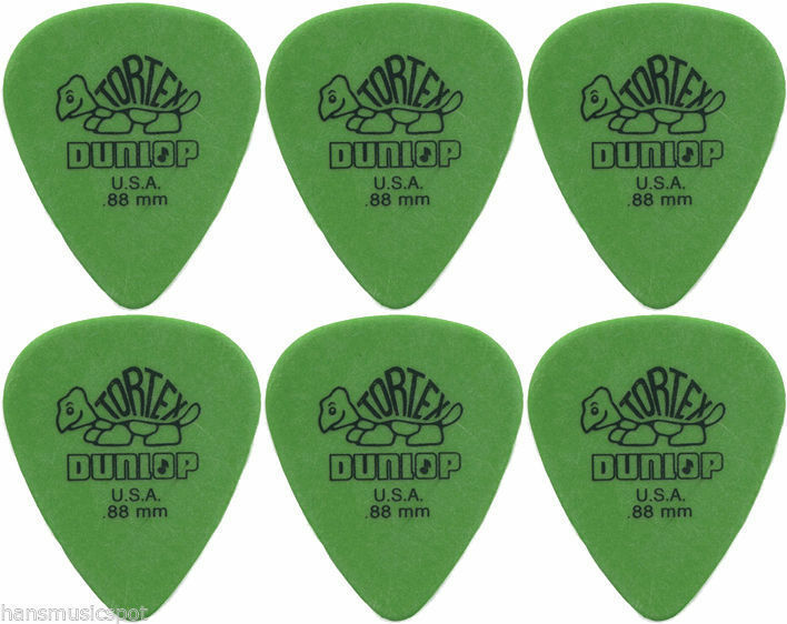 6 x Jim Dunlop Tortex Standard .88MM Gauge Guitar Picks Plectrums, Green