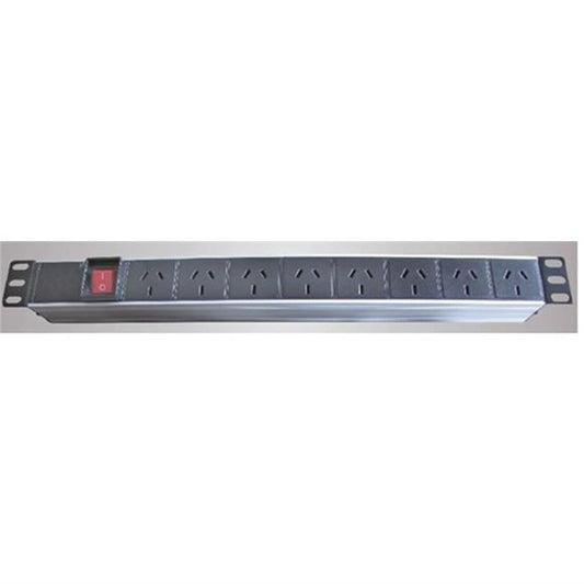 1RU Rackmount PDU 8 outlets On/off switch Aluminium Black shell 1.8mtr power cable Niveo