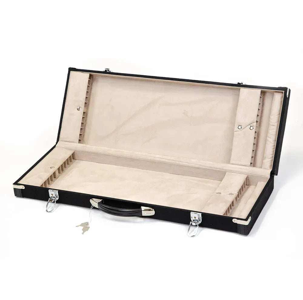 HQ Bow Case for 24 Violin, Viola, Cello Bows - Plush Lined, Hard Case with Vinyl Cover and Nickel Plated Lockable Latches