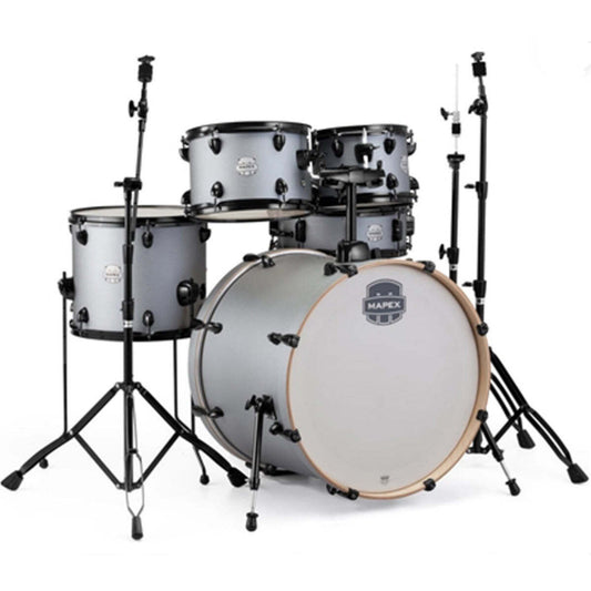 Mapex Storm DrumKit Textured Grey (22B 10T 12T 16FT 14S) w/ Black HardWare