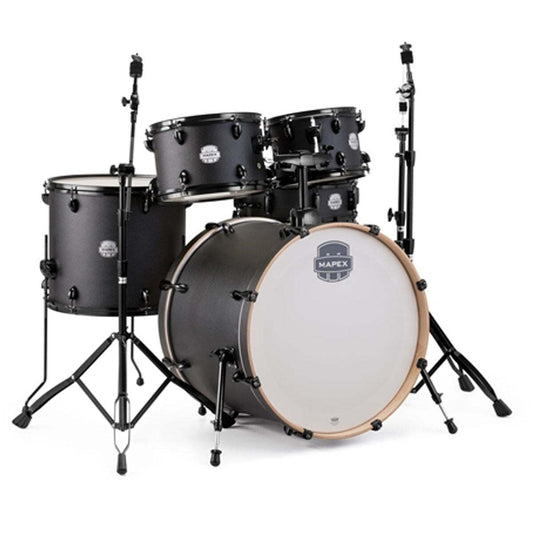 Mapex Storm DrumKit Textured Black (22B 10T 12T 16FT 14S) w/ Black HardWare