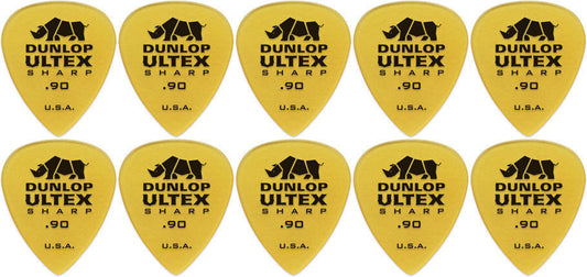10 x Jim Dunlop Ultex Sharp .90MM Gauge Guitar Picks 433R Plectrums, Pack