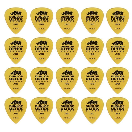 20 x Jim Dunlop Ultex Sharp 0.90MM Gauge Guitar Picks 433R Plectrums, Pack
