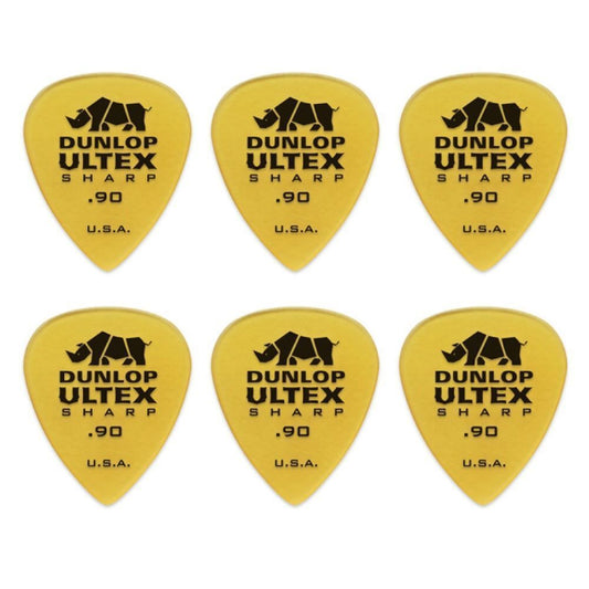 6 x Jim Dunlop Ultex Sharp 0.90MM Gauge Guitar Picks 433R Plectrums, Pack