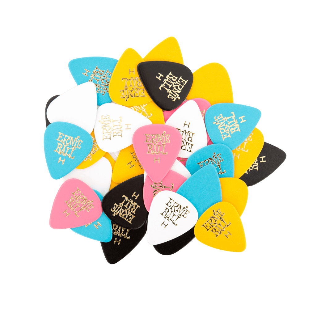 Ernie Ball Heavy Assorted Color Cellulose Picks, bag of 144