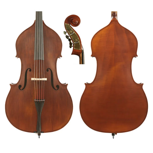 Gliga I Swell-Back 5-String Double Bass 3/4 with Solid Maple and Spruce, Ebony Fingerboard, Gold Machine Heads, Made in Romania
