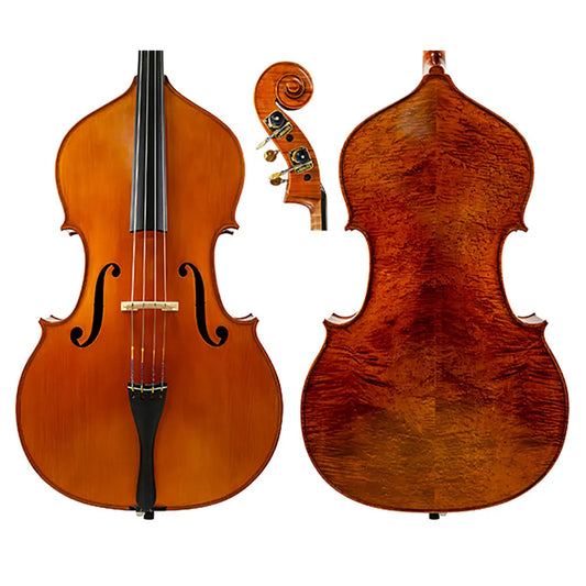 Gliga Vasile Master Bass - 3/4 Size Professional Double Bass, Solid Carpathian Spruce Top, Figured Maple Back, Ebony Fingerboard, Made in Romania