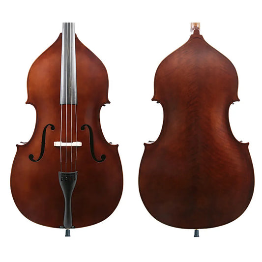 J Francis Double Bass Outfit Solid Top 1/2 with Violin Corners, Spruce Top, Maple Neck, Ebony Fingerboard, Upgraded Padded Bag, FPS Brazilwood Bow