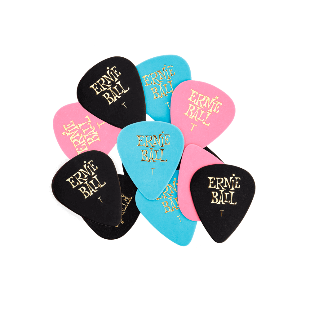 Ernie Ball Thin Assorted Color Cellulose Guitar Picks, 12-Piece