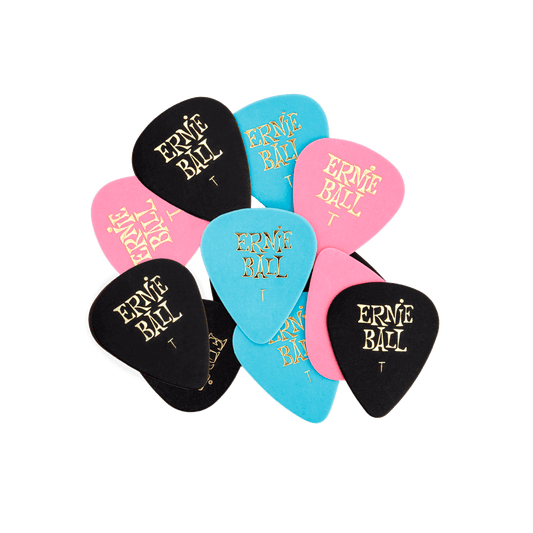 Ernie Ball Thin Assorted Color Cellulose Guitar Picks, 12-Piece