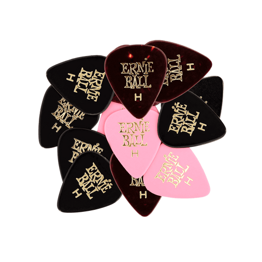Ernie Ball 12-Piece Heavy Assorted Color Cellulose Guitar Picks Bag, 0.94mm Size