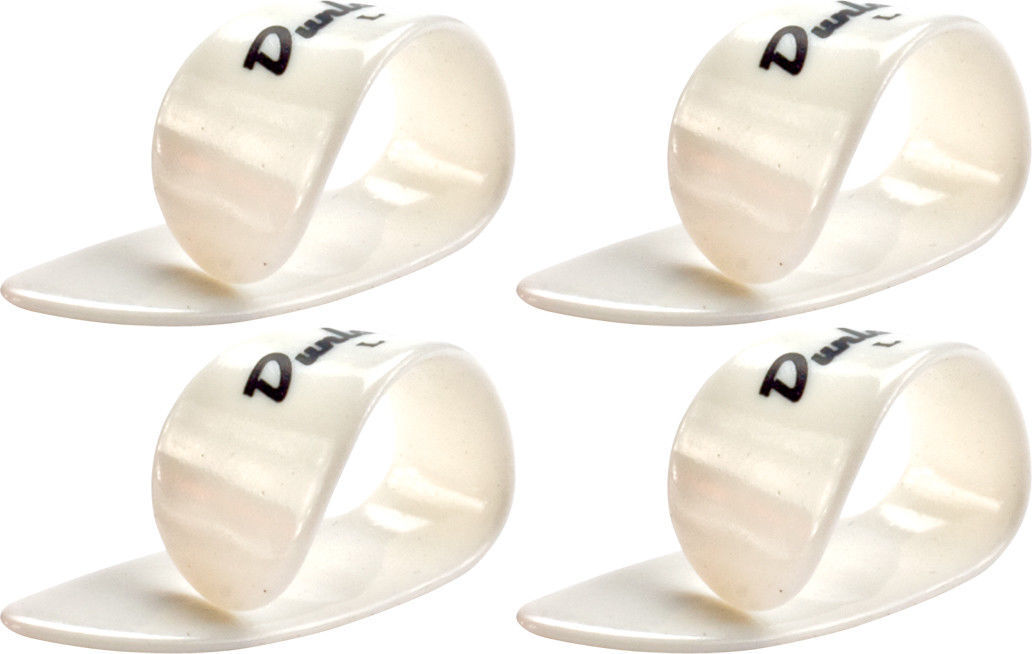 4 x Dunlop White Plastic Large Gauge Thumbpicks 9003R Thumb Picks