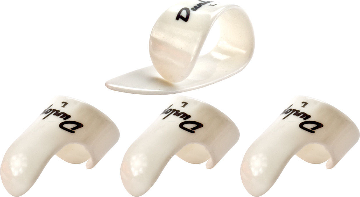 Jim Dunlop White Plastic Large Gauge: 1 x Thumb Pick & 3 x Finger Picks, Guitar