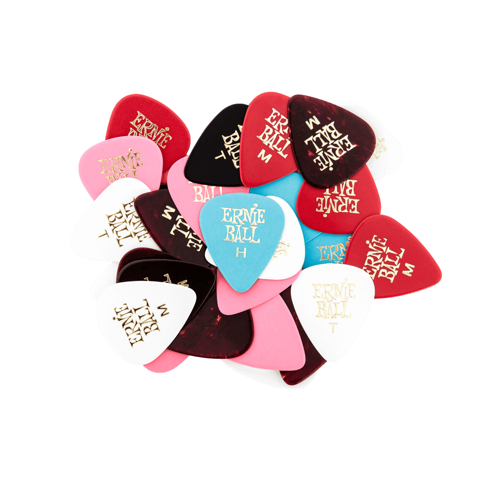Ernie Ball Mixed Thickness & Assorted Color Cellulose Picks bag of 144