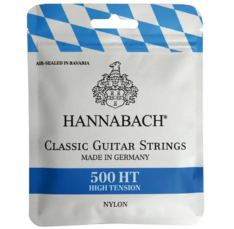 Hannabach Classical Guitar Strings Set 500 - High Tension, Handmade in Germany, Nylon Basses, High-Precision Trebles, Eco-Friendly Packaging