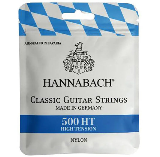 Hannabach Classical Guitar Strings Set 500 - High Tension, Handmade in Germany, Nylon Basses, High-Precision Trebles, Eco-Friendly Packaging