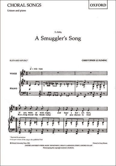Smugglers Song Unison Choral Sheet Music