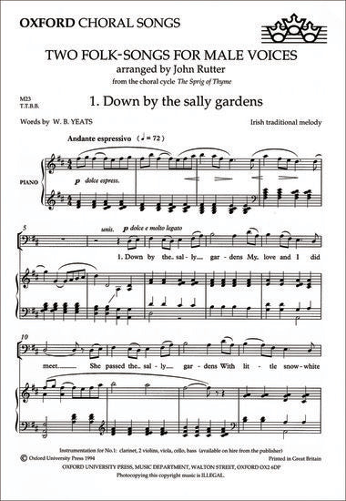 Folk Songs 2 Sprig of Thyme TTBB/Piano Sheet Music