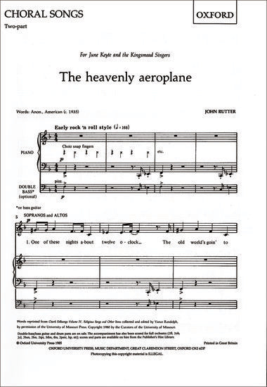 Heavenly Aeroplane SA Choral Sheet Music