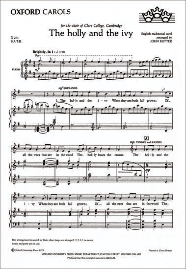 Holly and the Ivy SATB Choral Sheet Music