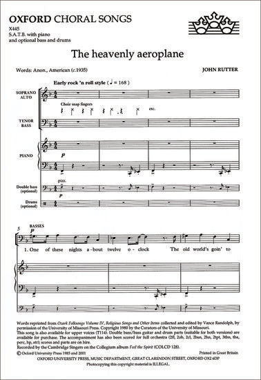 Heavenly Aeroplane SATB Piano Sheet Music