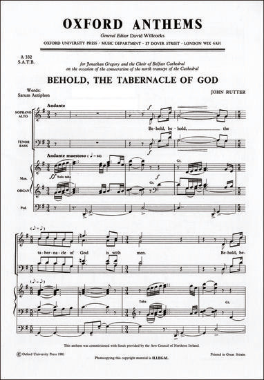 Behold the Tabernacle of God SATB/Organ Choral Sheet Music