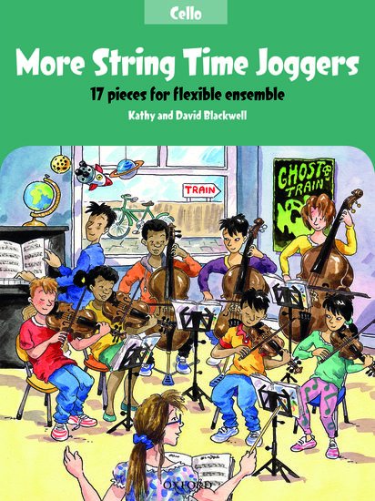 More String Time Joggers for Cello by David Blackwell and Kathy Blackwell, Oxford University Press, 28 pages, ensemble repertoire for beginners.