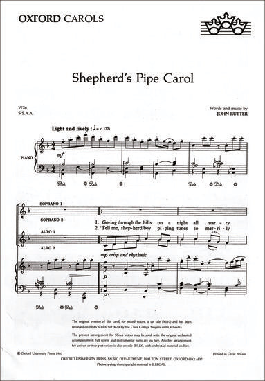 Shepherd's Pipe Carol for SSAA Choir